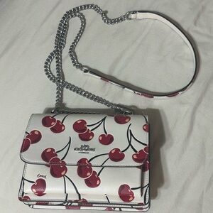 Coach White and Red Cherry Print Crossbody Bag